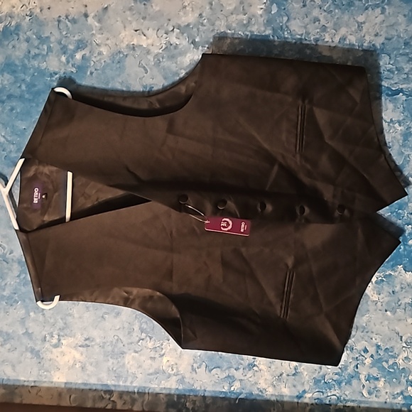 Retro Paris Black button up mens tuxedo vest XL - Picture 1 of 7